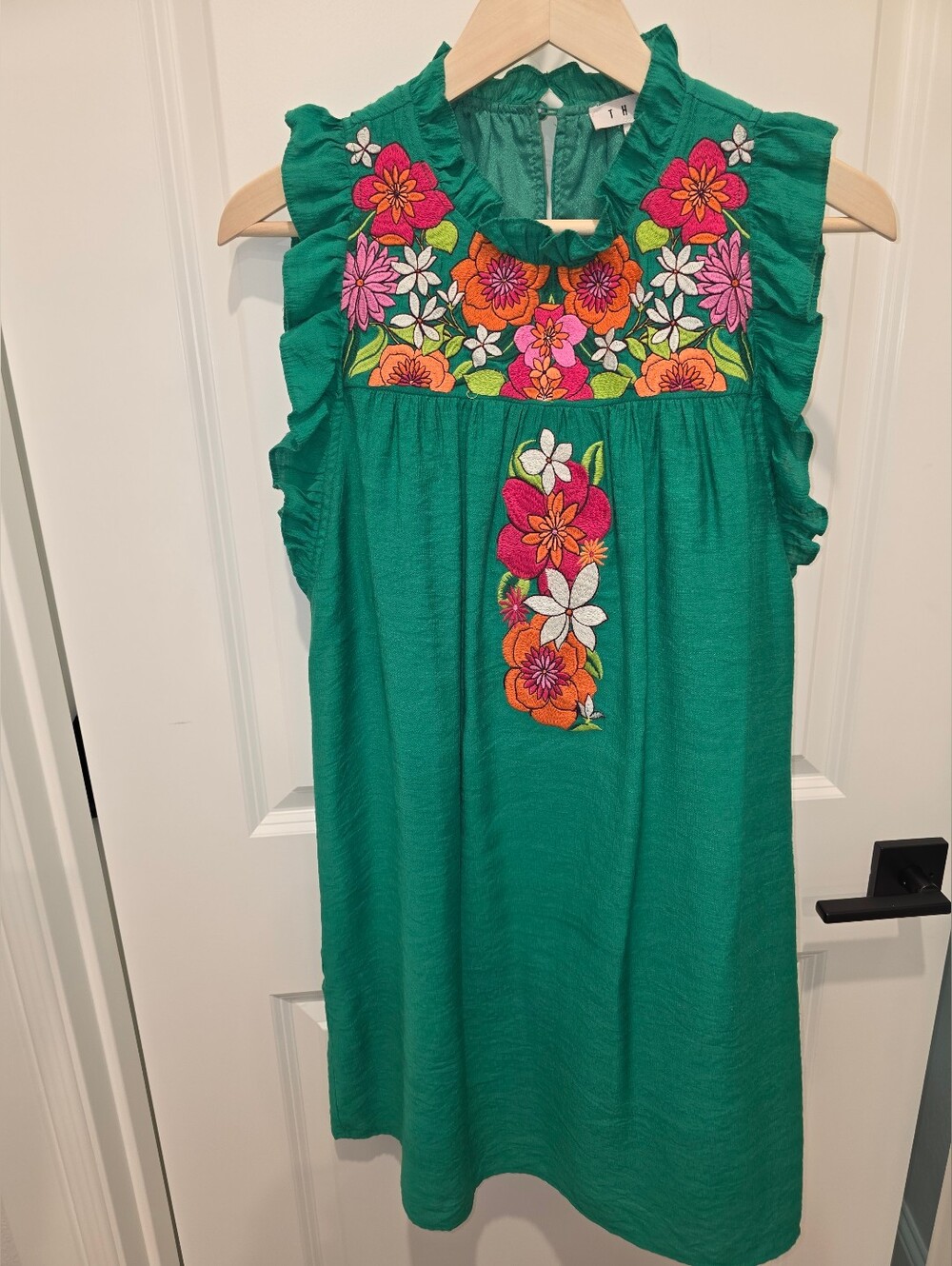 THML Green Embroidered Dress